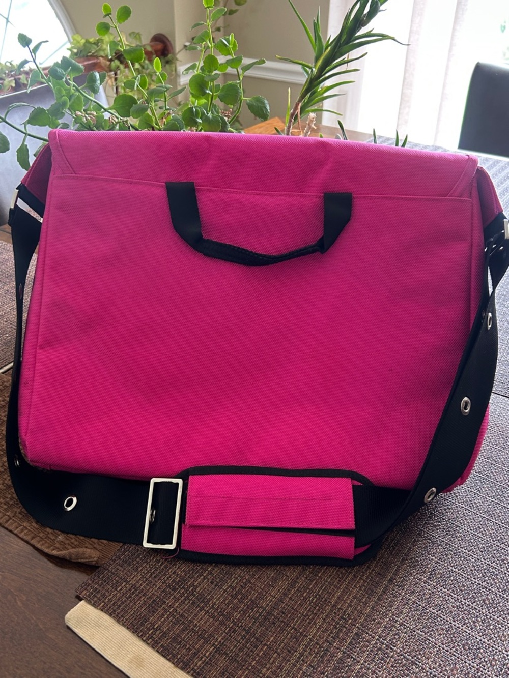 Magenta Floral Laptop Messenger Bag for Women - Picture 4 of 10